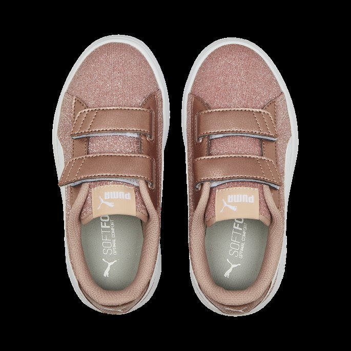 Puma På Tilbud Smash V2 Glitz Glam Joggesko Barn Rosa Gull-hvit
