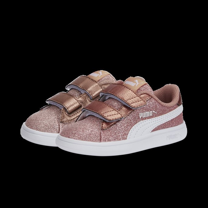 Rosa Gull-hvit Smash V2 Glitz Glam V Småbarnssko Puma På Tilbud
