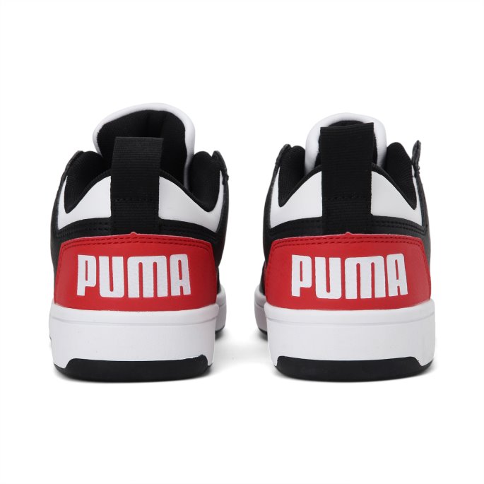 Puma På Tilbud Rebound Layup Lo Joggesko Store Barn Hvit-høyrisiko Rød-svart