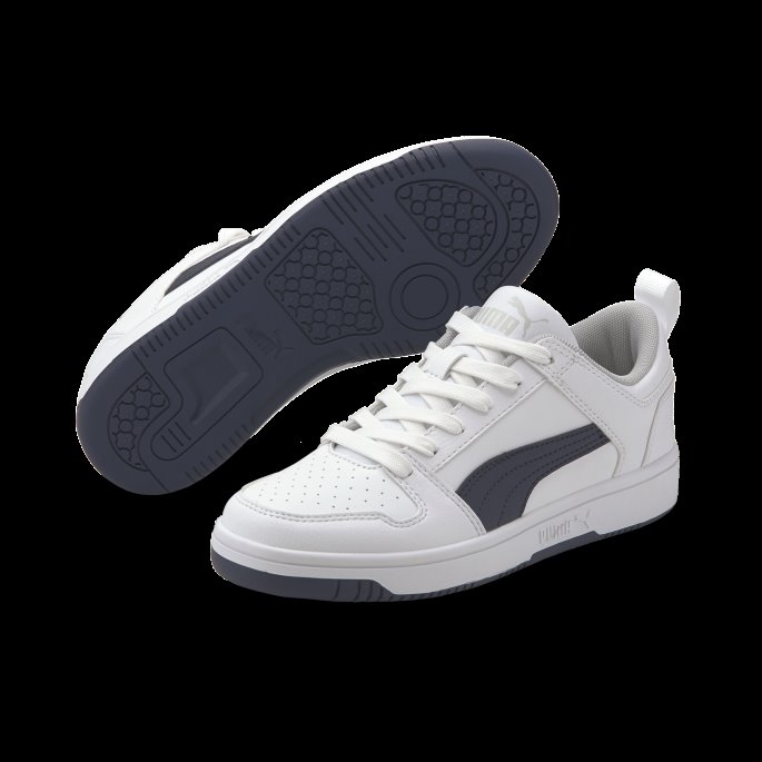 Puma På Tilbud Rebound Layup Lo Ungdoms Joggesko Hvit-peacoat-grå Fiolett