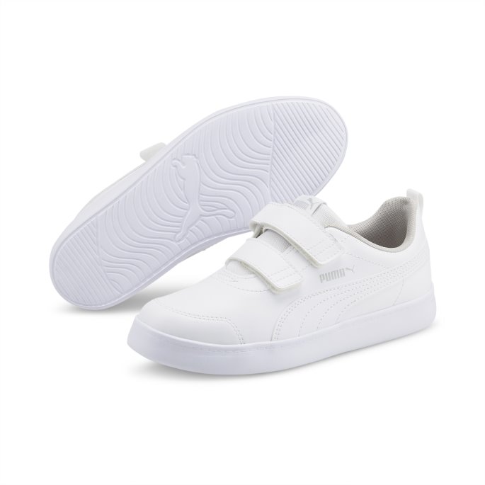 Puma På Tilbud Courtflex V2 Barnesko Hvit-grå Fiolett