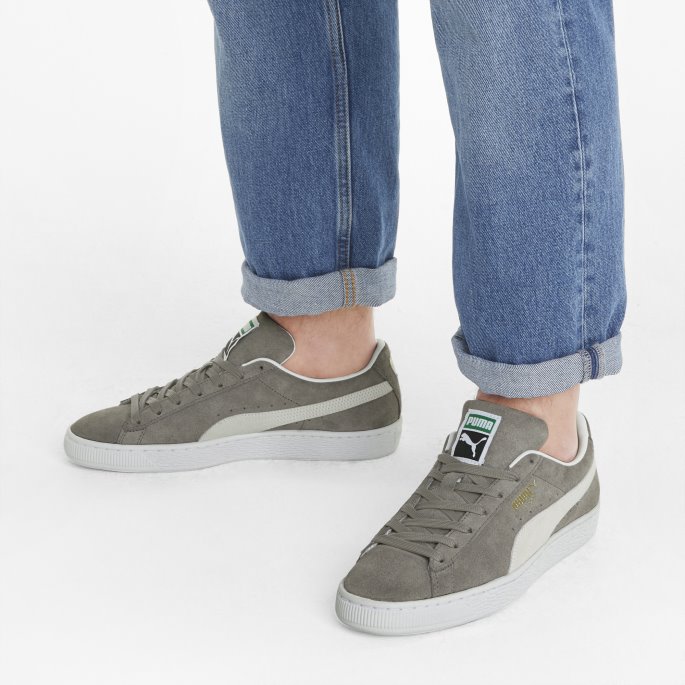 Stål Grå-hvit Semsket Klassiske Xxi Joggesko Puma På Tilbud