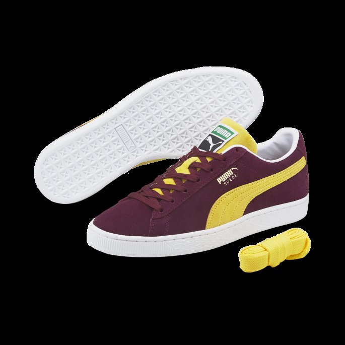 Puma På Tilbud Drue Vin-løvetann-hvit Semsket Skinn Klassiske Xxi Sneakers