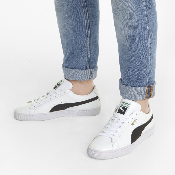 Hvit-svart Puma På Tilbud Kurv Klassiske Xxi Joggesko