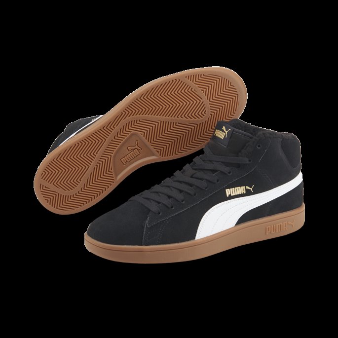 Puma På Tilbud Smash V2 Mid Winter Trainers Black-white-gum