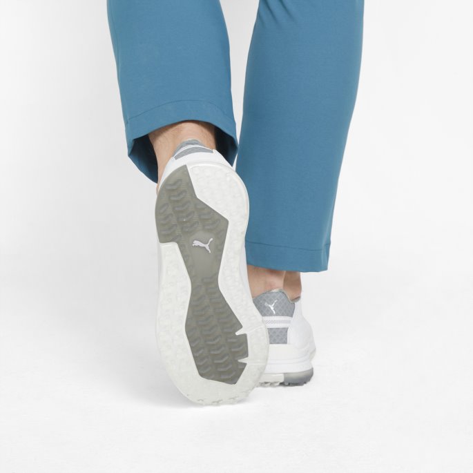Hvit-sølv Puma På Salg Proadapt Alphacat Skinn Golfsko For Menn