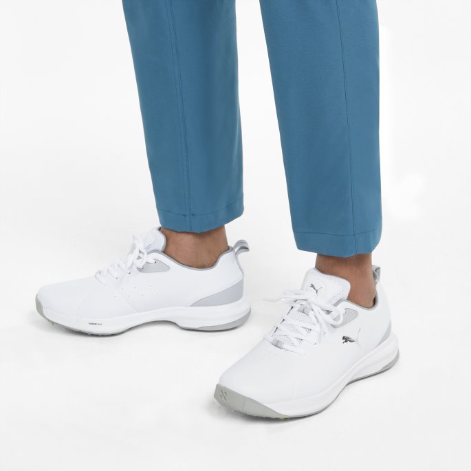 Hvit-sølv-high Rise Fusion Fx Tech Herre Golfsko Puma På Salg