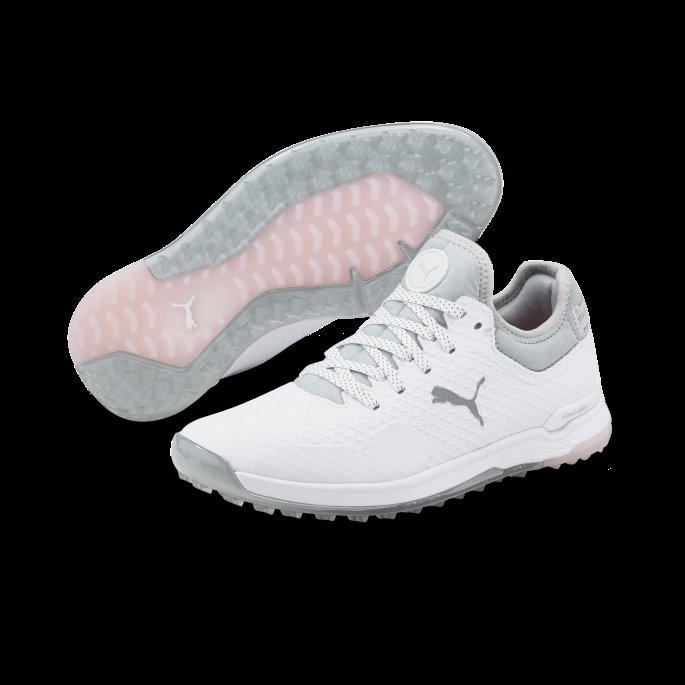 Puma På Tilbud Hvit-sølv-rosa Dame Proadapt Alphacat Golfsko For Kvinner