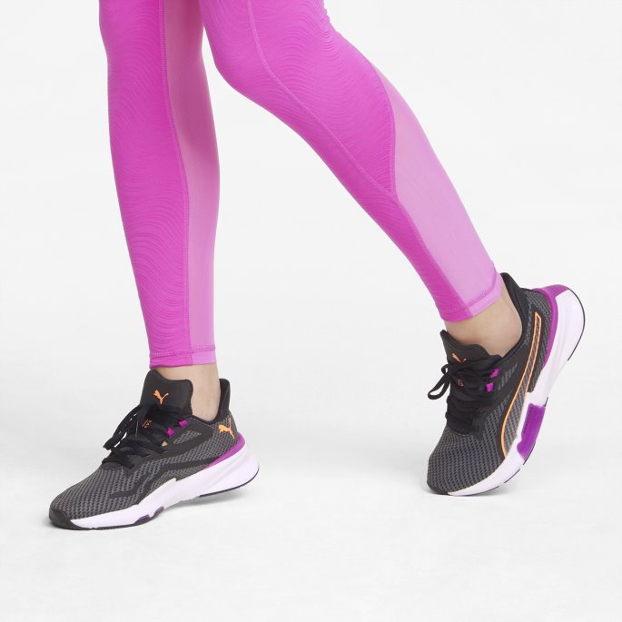 Pwrframe Tr Treningssko For Kvinner Puma På Tilbud Svart-dyp Orkidé-neon Sitrus