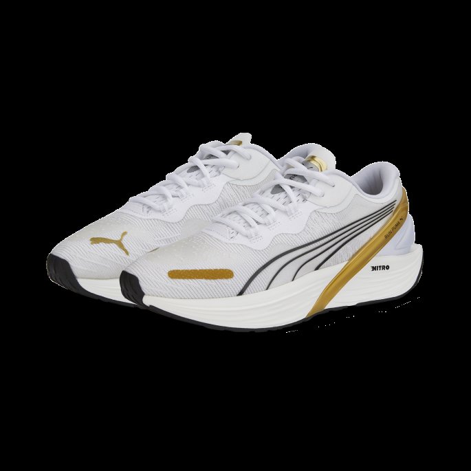 White-team Gull-svart Puma På Salg Run Xx Nitro Wns Dame Joggesko