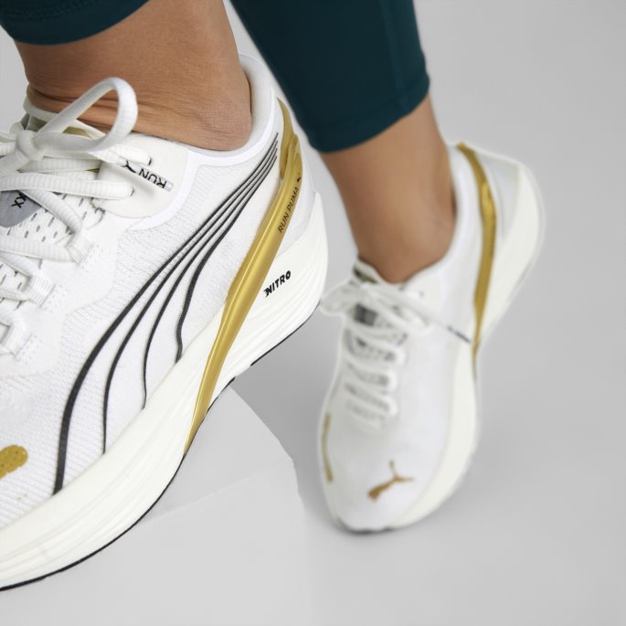 Puma På Tilbud Hvit-team Gull-svart Løp Xx Nitro Wns Løpesko For Kvinner