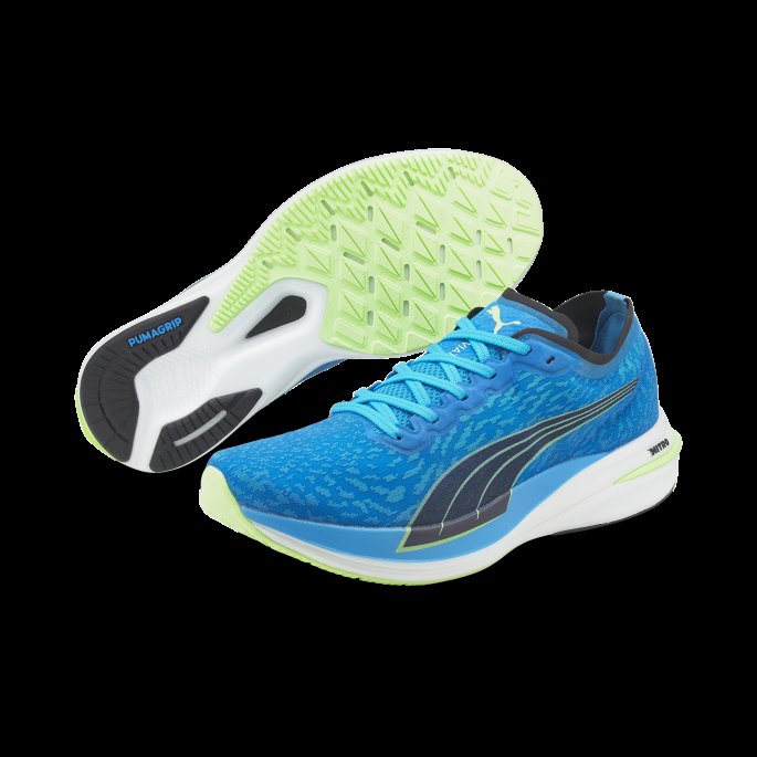 Puma På Tilbud Deviate Nitro Wildwash Joggesko For Menn Havdykk-fizzy Lime