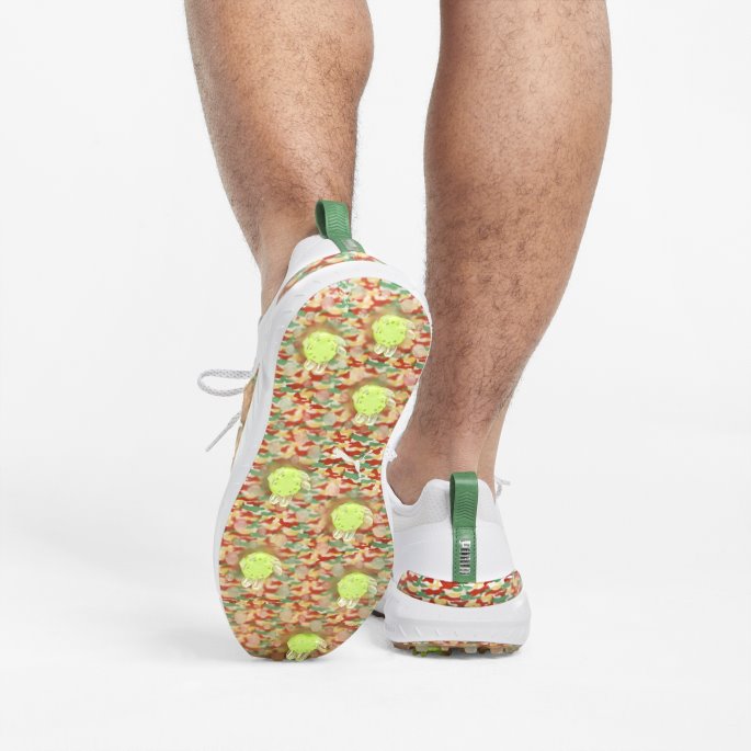 Puma På Tilbud Hvit-sølv-amazon Grønn Ignite Articulate Palmer Camo Herre Golfsko