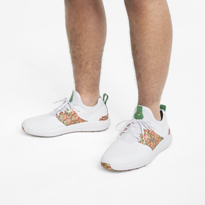 Puma På Tilbud Hvit-sølv-amazon Grønn Ignite Articulate Palmer Camo Herre Golfsko