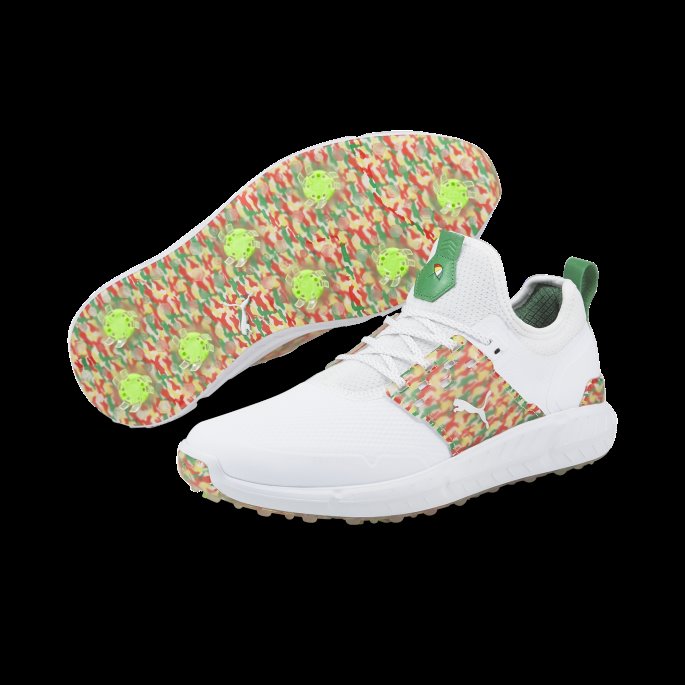Puma På Tilbud Hvit-sølv-amazon Grønn Ignite Articulate Palmer Camo Herre Golfsko