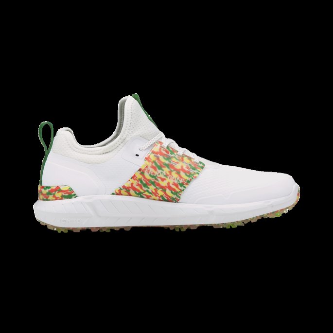 Puma På Tilbud Hvit-sølv-amazon Grønn Ignite Articulate Palmer Camo Herre Golfsko