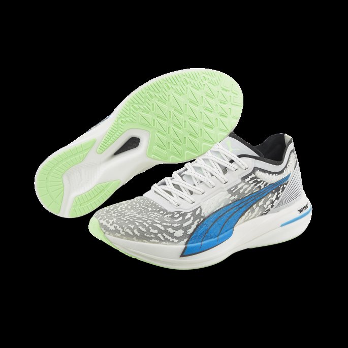 Puma På Tilbud Deviate Nitro Elite Wildwash Løpesko For Menn White-ocean Dive-fizzy Lime