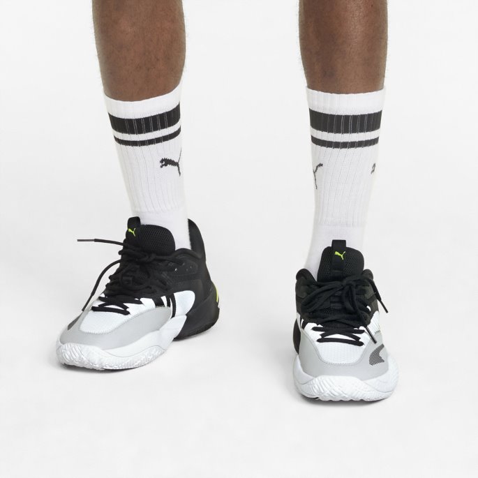 Hvit-gul Alert Puma På Tilbud Court Rider 2.0 Basketball Sko