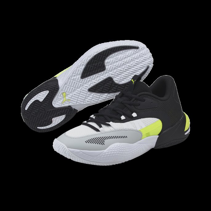 Hvit-gul Alert Puma På Tilbud Court Rider 2.0 Basketball Sko