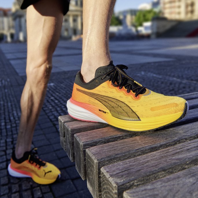 Puma På Tilbud Deviate Nitro 2 Joggesko For Menn Solnedgang Glød-sun Stream-svart