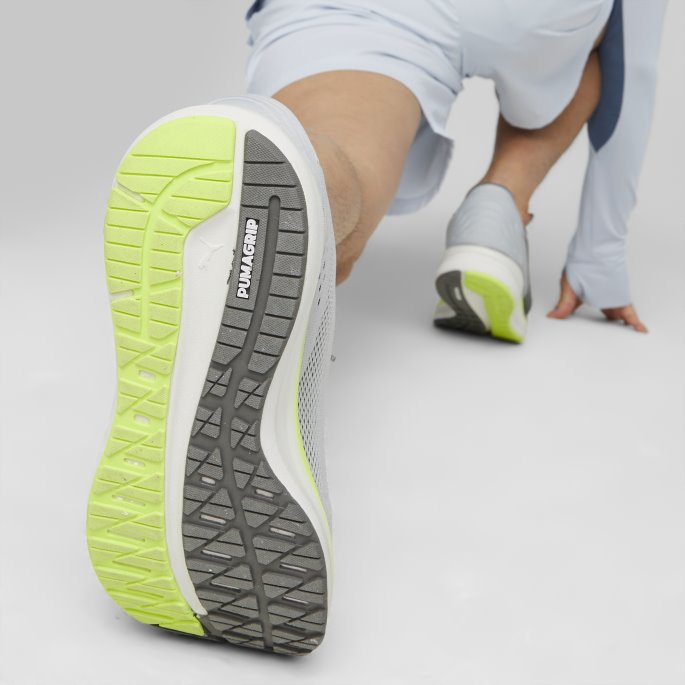 Puma På Tilbud Platina Grå-lime Squeeze Forstørre Nitro Surge Joggesko Menn