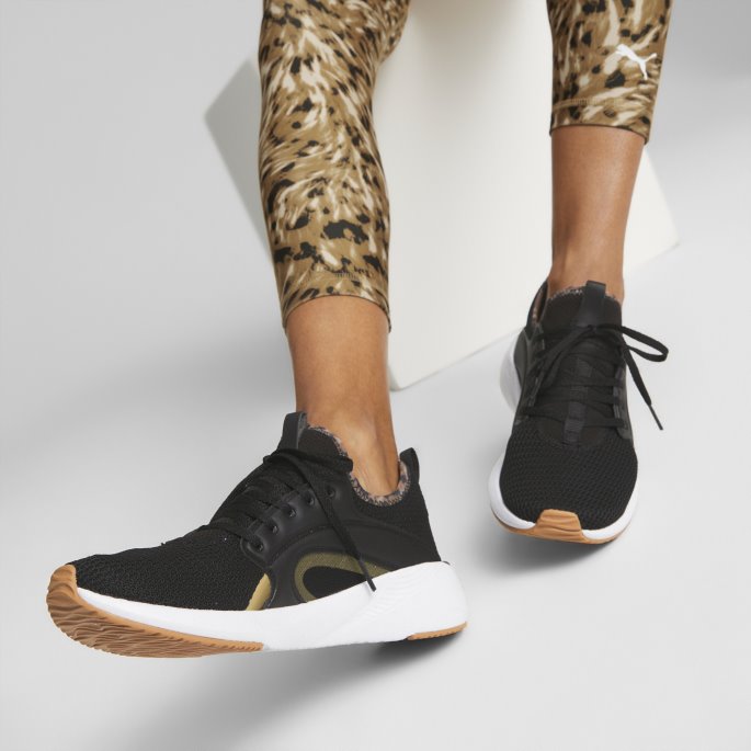 Puma På Tilbud Svart-team Gull Bedre Skum Elsker Safari Glam Løpesko For Kvinner