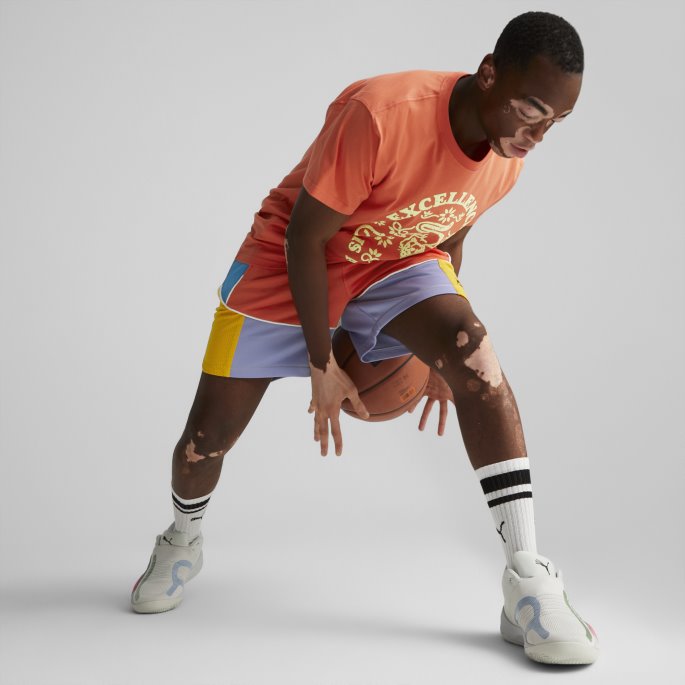 Rise Nitro Basketball Sko Glacier Grå-solnedgang Rosa Puma På Tilbud