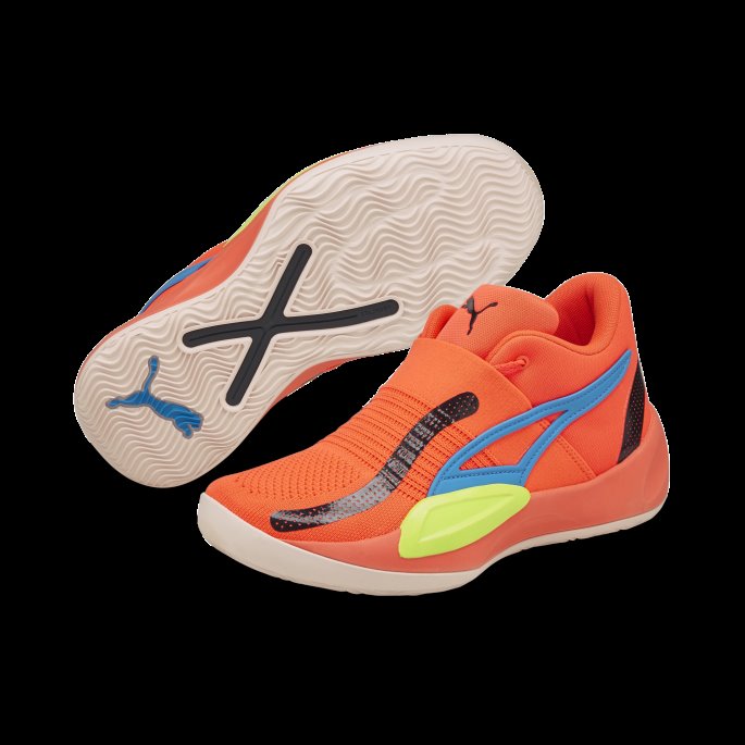 Puma På Salg Rise Nitro Basketball Sko Brennende Korall-lime Squeeze