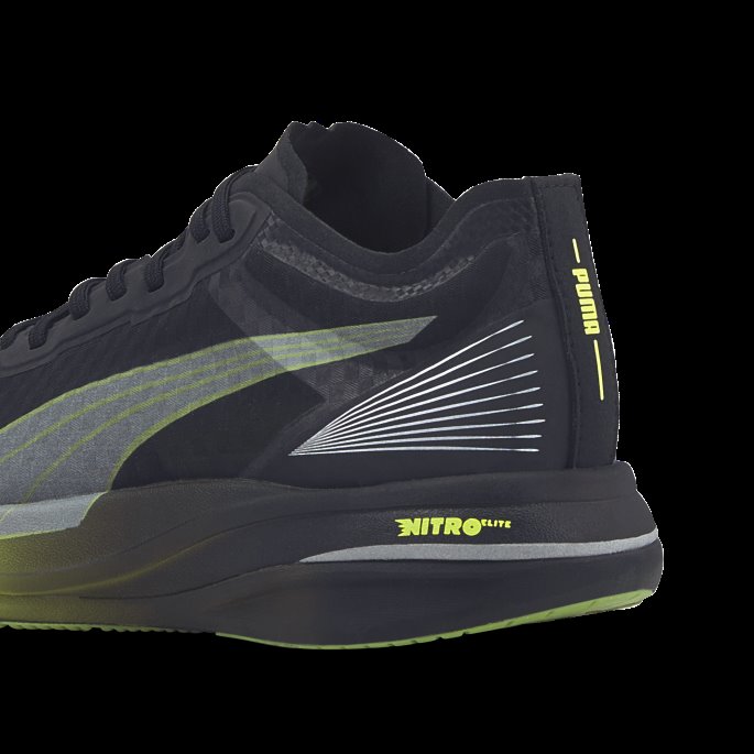 Black-lime Squeeze-asfalt Deviate Nitro Elite Carbon Løpesko Herre Puma På Tilbud