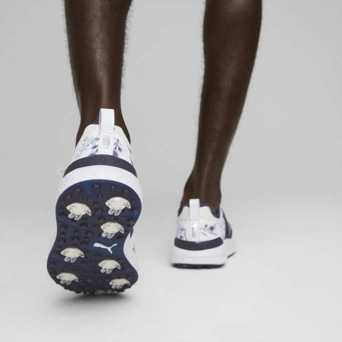Puma På Salg Tenne Articulate Lowlands Golfsko Menn Hvit-flammende Blå