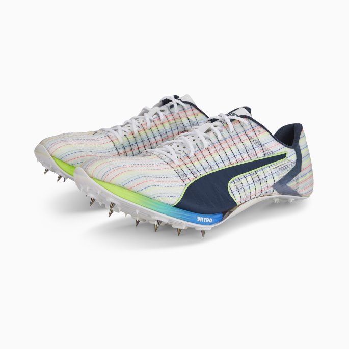 Evospeed Tokyo Nitro Friidrett Spikes Puma På Salg Hvit-spellbound-grønn Gjenskinn