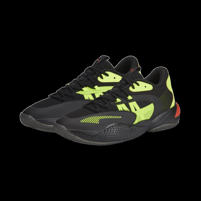 Black-lime Squeeze Puma På Tilbud Court Rider 2.0 Glow Stick Basketballsko