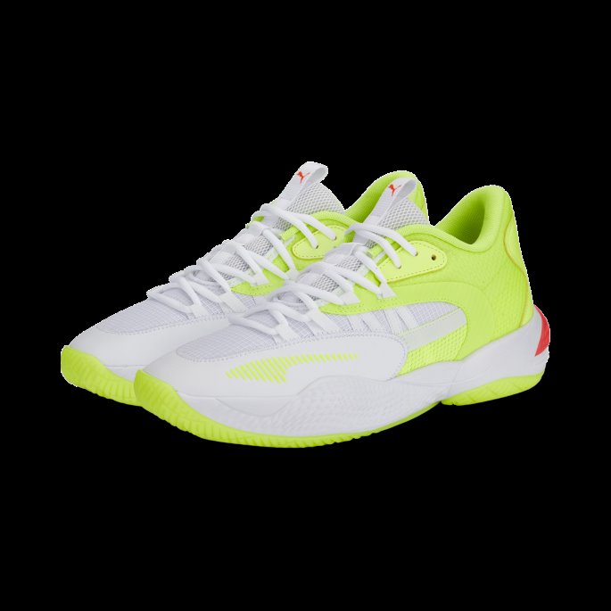 White-lime Squeeze Puma På Tilbud Court Rider 2.0 Glow Stick Basketballsko