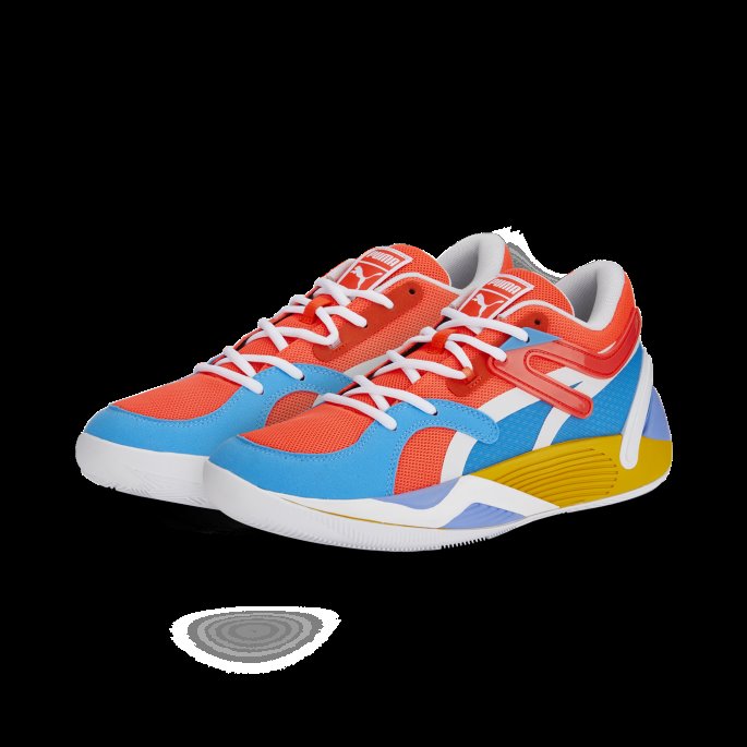 Trc Blaze Court Pop Art Basketball Sko Puma På Tilbud Brennende Korall-elektro Lilla