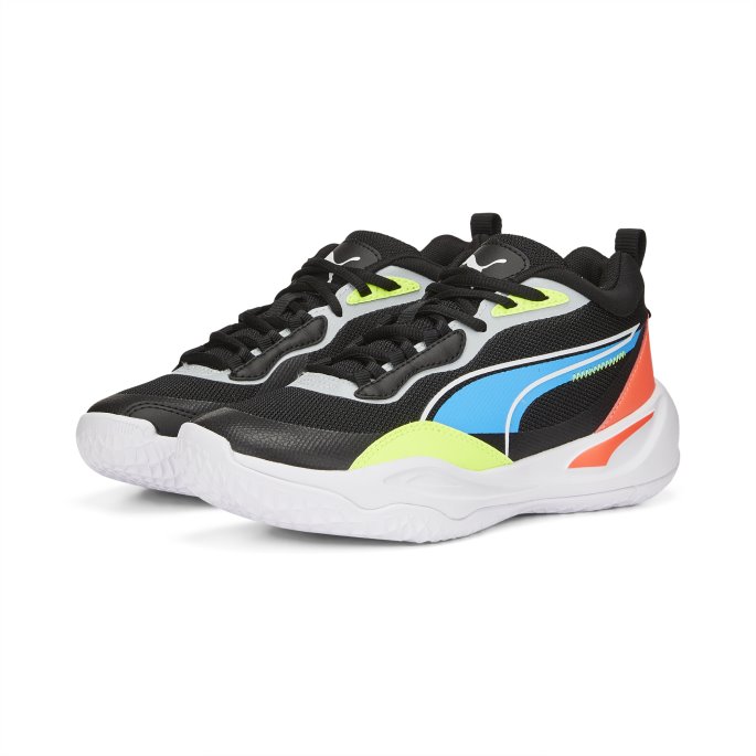 Puma På Salg Playmaker Pro Basketball Sko Ungdom Jet Black-lime Squeeze