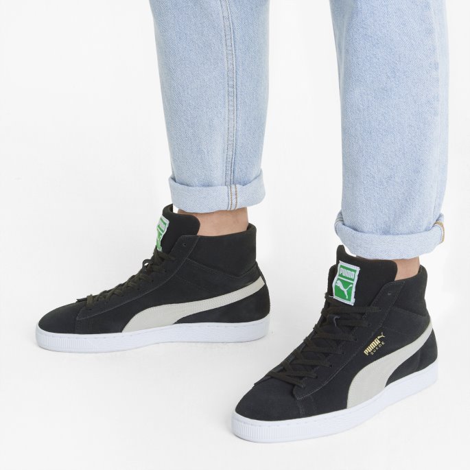 Svart-hvit-amazon Grønn Puma På Tilbud Semsket Mid Xxi Joggesko