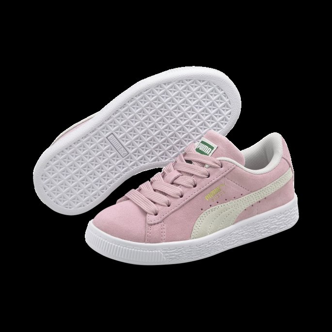 Semsket Klassisk Xxi Små Barnesko Rosa Dame-hvit Puma På Tilbud