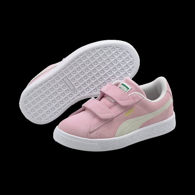 Puma På Tilbud Semsket Skinn Klassiske Xxi Barnejoggesko Rosa Dame-hvite