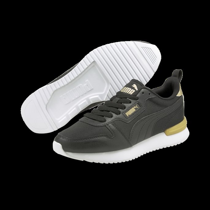 R78 Metallic Pop Joggesko For Kvinner Puma På Tilbud Svart-svart-team Gull
