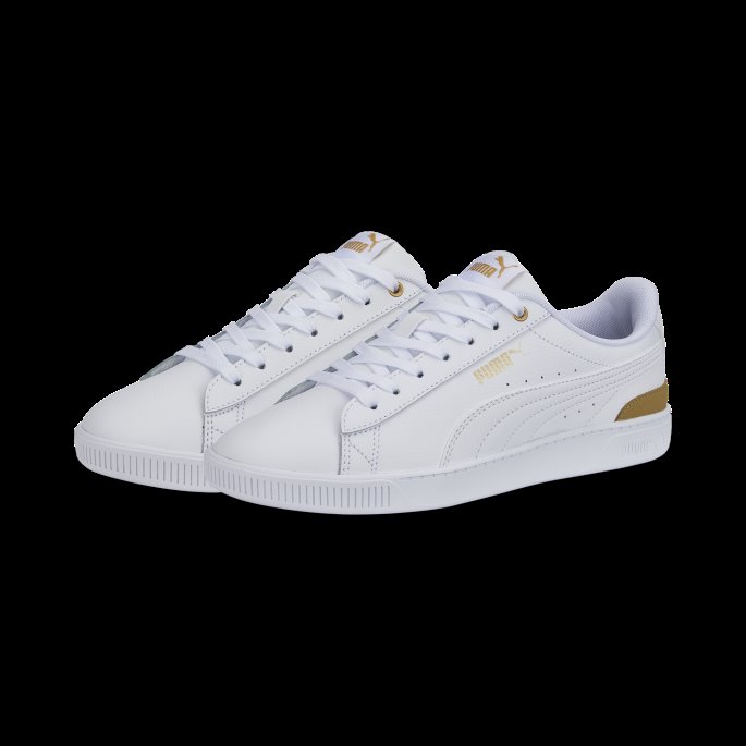 Puma På Tilbud Vikky V3 Skinn Damesko Hvit-hvit-team Gull