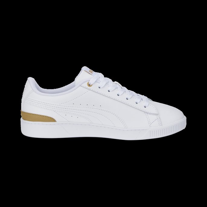 Puma På Tilbud Vikky V3 Skinn Damesko Hvit-hvit-team Gull