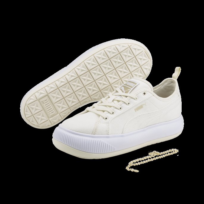 Puma På Tilbud Uberørt-hvit Semsket Mayu Canvas Sneaker