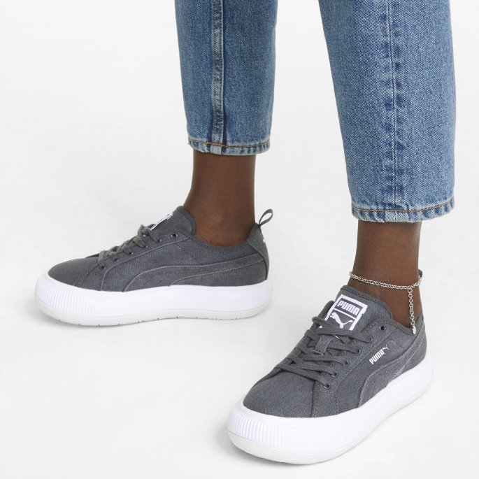 Ibenholt-hvit-nimbus Cloud Puma På Tilbud Semsket Mayu Canvas Sneaker