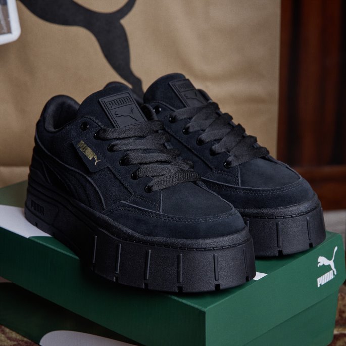 Puma På Tilbud Mayze Stack Semsket Dame Joggesko Svart
