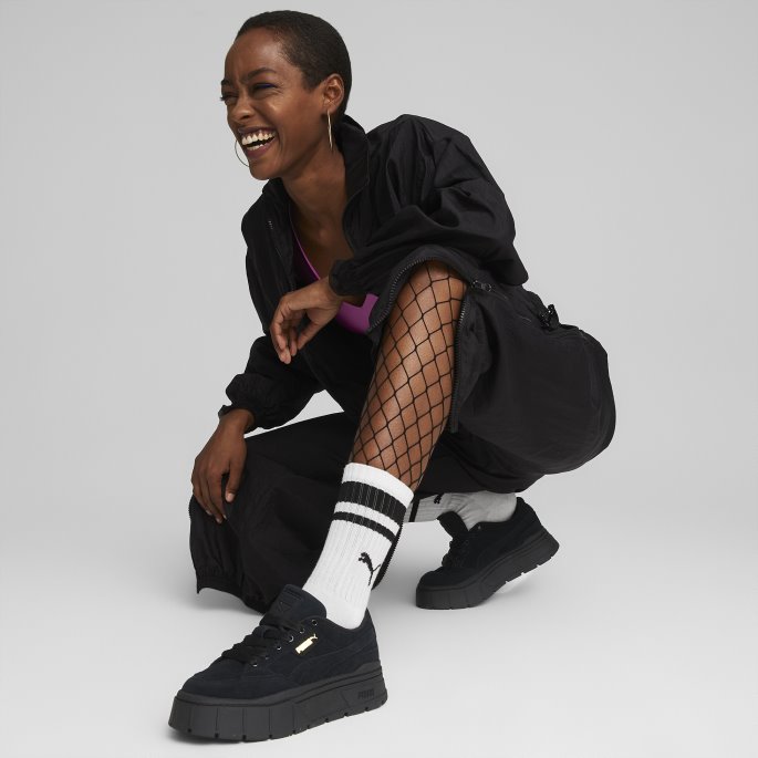 Puma På Tilbud Mayze Stack Semsket Sneakers Dame Svart