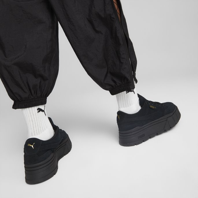 Puma På Tilbud Sort Mayze Stack Semsket Sneakers Kvinner