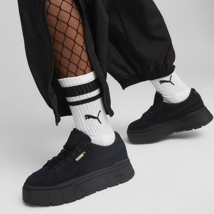 Puma På Tilbud Sort Mayze Stack Semsket Sneakers Kvinner