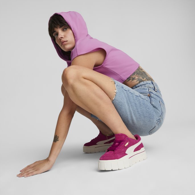 Mayze Stack Semsket Sneakers Dame Festival Fuchsia Puma På Salg