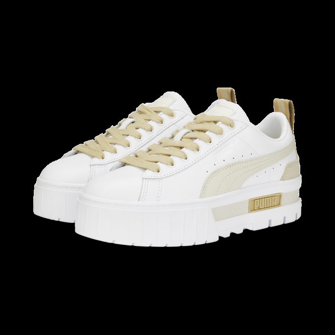 Hvit-blek Khaki Puma På Tilbud Mayze Luxe Damesko