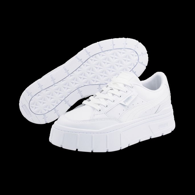 Mayze Stack Skinn Dame Joggesko Puma På Tilbud Hvit